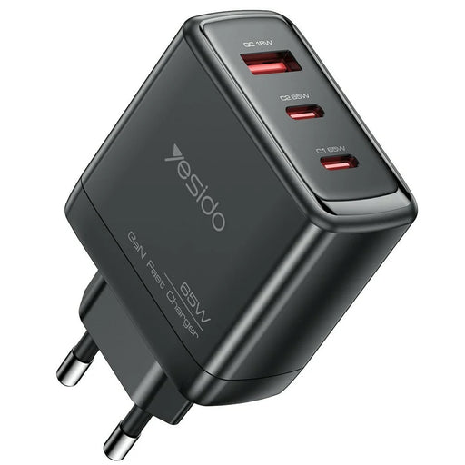 YESIDO YC144 EU Plug 65W GaN Charger 2 USB C + 1 USB A Fast Charging Adapter Multi-Protocol Compatible - 1