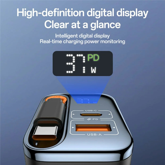 YESIDO YC146 UK Plug 67W GaN Charger with Retractable Type C Cable Digital Display Fast Charging Adapter - 6