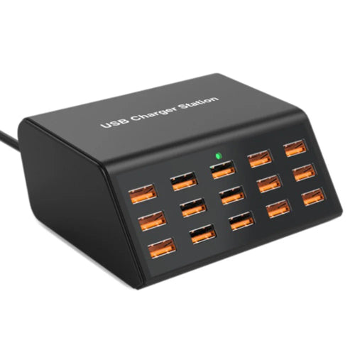 HW15 15 Multi-Port USB Charger Station PD 100W Fast Charge Adapter with Digital Display for Phone / Tablet - US Plug - 1