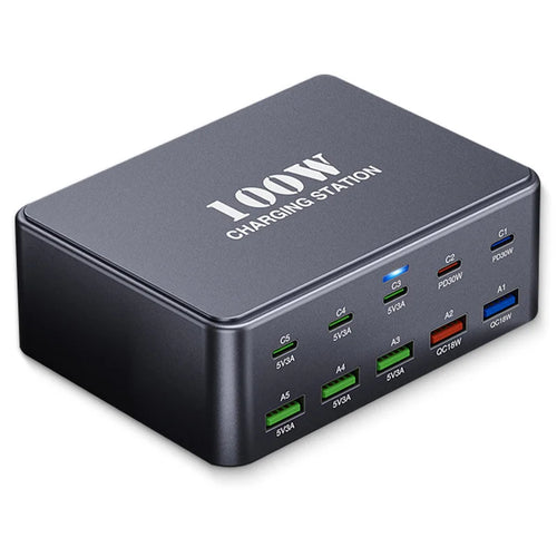 HW33 Multi-Port PD 100W Fast Charger Block USB-C Charging Station for Phones/Laptops Travel/Office - US Plug - 1