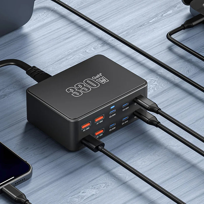 HW66 330W GaN Multi-Port Charger Digital Display PD Fast Charging Station for Phones/Tablets - EU Plug - 7