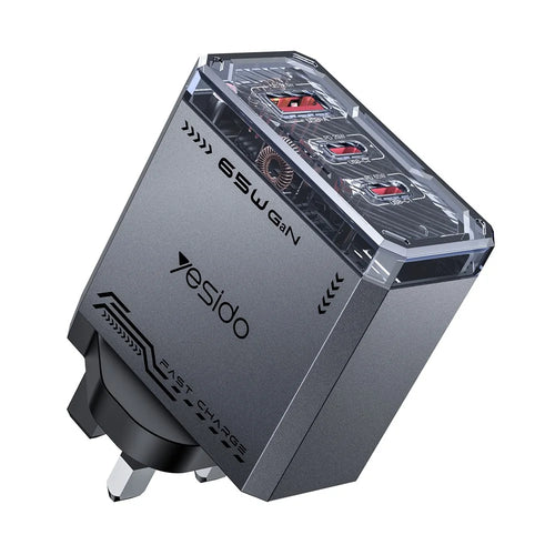 YESIDO YC147 65W GaN Charger Fast Charging Power Adapter with Multiple Ports Mechanical Design for Phones / Tablets - UK Plug - 1