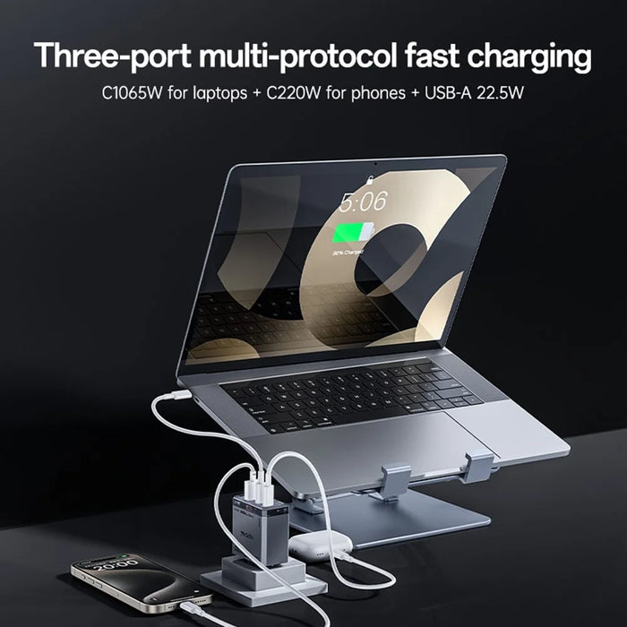 YESIDO YC101 65W GaN Charger USB A + 2 USB C Transparent Mech Fast Charging Adapter - 5