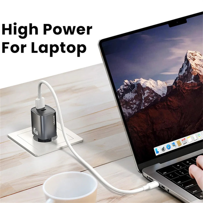 USAMS CC290 45W GaN Dual Port Fast Charger USB-A + USB-C Charger Adapter Quick Charging, EU Plug - Black - 4