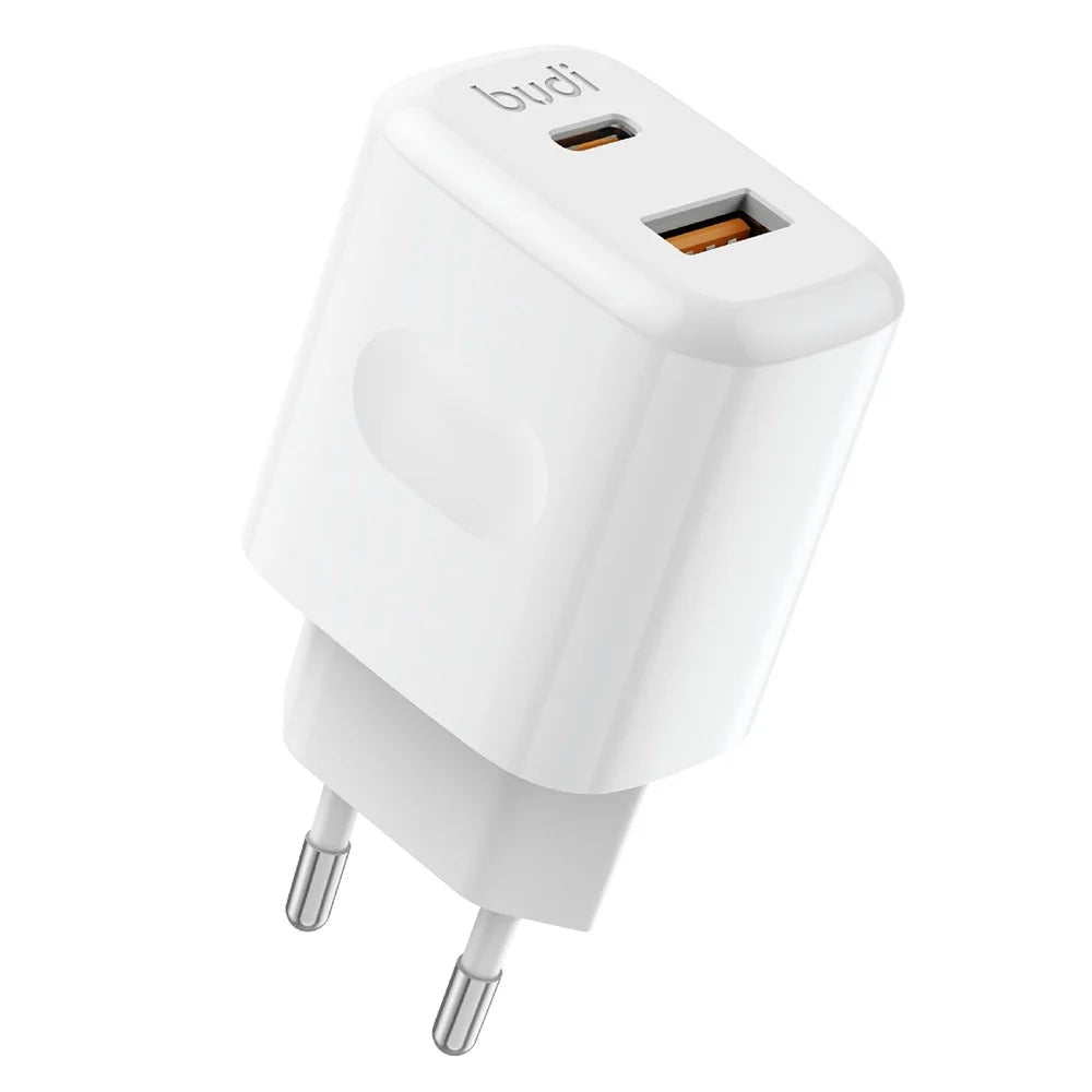 BUDI AC306ETTW 30W Travel Charger USB-A + Type-C Ports Power Adapter Set with 1.2m 65W USB-C Cable, EU Plug - 3