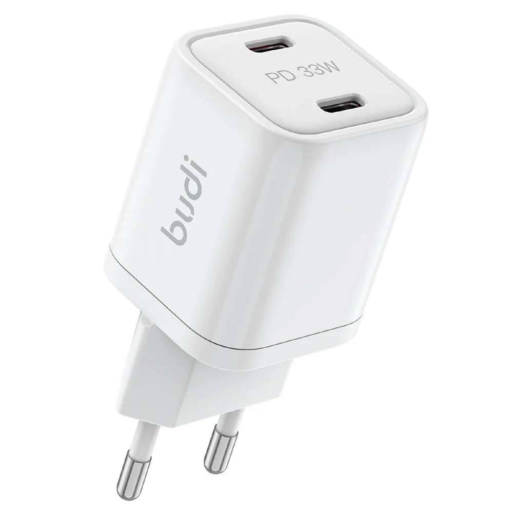 BUDI AC016RETTW 33W Dual USB-C Mini GaN Wall Charger Travel Set with 1.2M 65W USB-C Cable, EU Plug - 2
