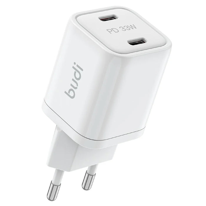 BUDI AC016RETTW 33W Dual USB-C Mini GaN Wall Charger Travel Set with 1.2M 65W USB-C Cable, EU Plug - 2