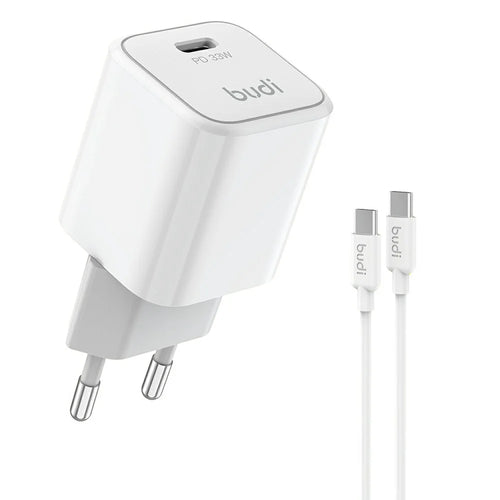BUDI AC019ETTW 33W Travel Charger Set with 1.2m 65W Data Cable Single USB-C Port Fast Charging Power Adapter - 1