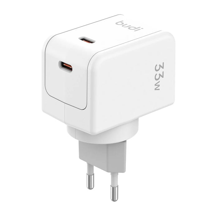 BUDI AC351EW Dual USB-C PD Wall Charger 33W Fast Charging Travel Adapter, EU Plug - 2