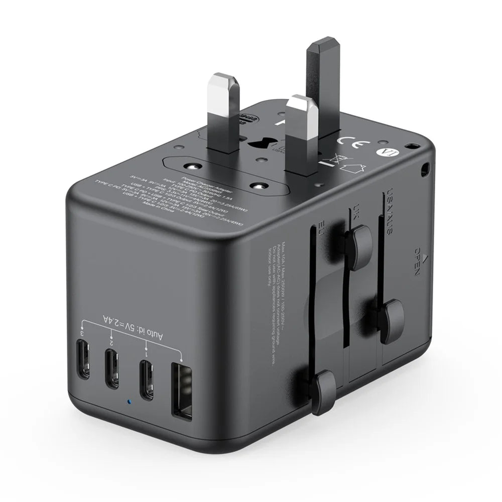 BUDI AC355B65 65W GaN Global Travel Charger 4 Type-C + USB-A Multi-Port Fast Charging Wall Charger Adapter - 3