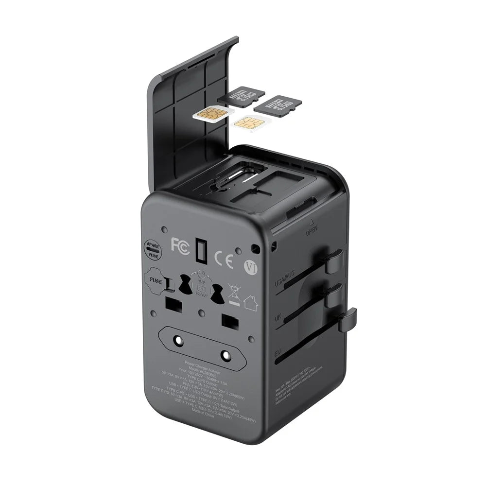 BUDI AC355B65 65W GaN Global Travel Charger 4 Type-C + USB-A Multi-Port Fast Charging Wall Charger Adapter - 5