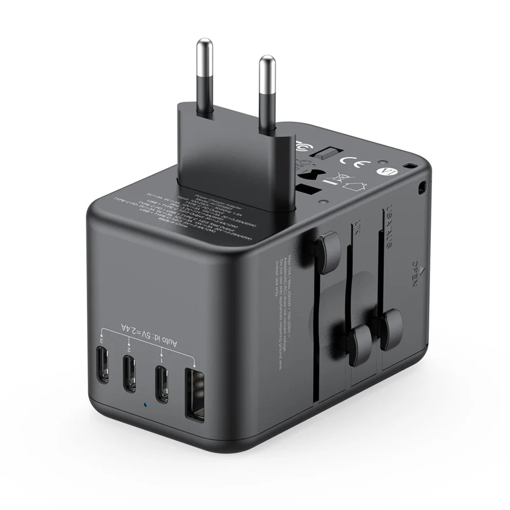 BUDI AC355B65 65W GaN Global Travel Charger 4 Type-C + USB-A Multi-Port Fast Charging Wall Charger Adapter - 7