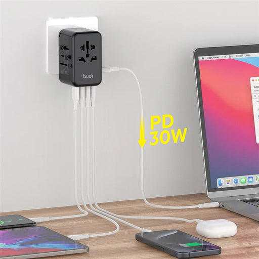 BUDI AC355B30 30W Global Travel Charger 4 Type-C + USB-A Multi-Port Fast Charging Charger Adapter - 2