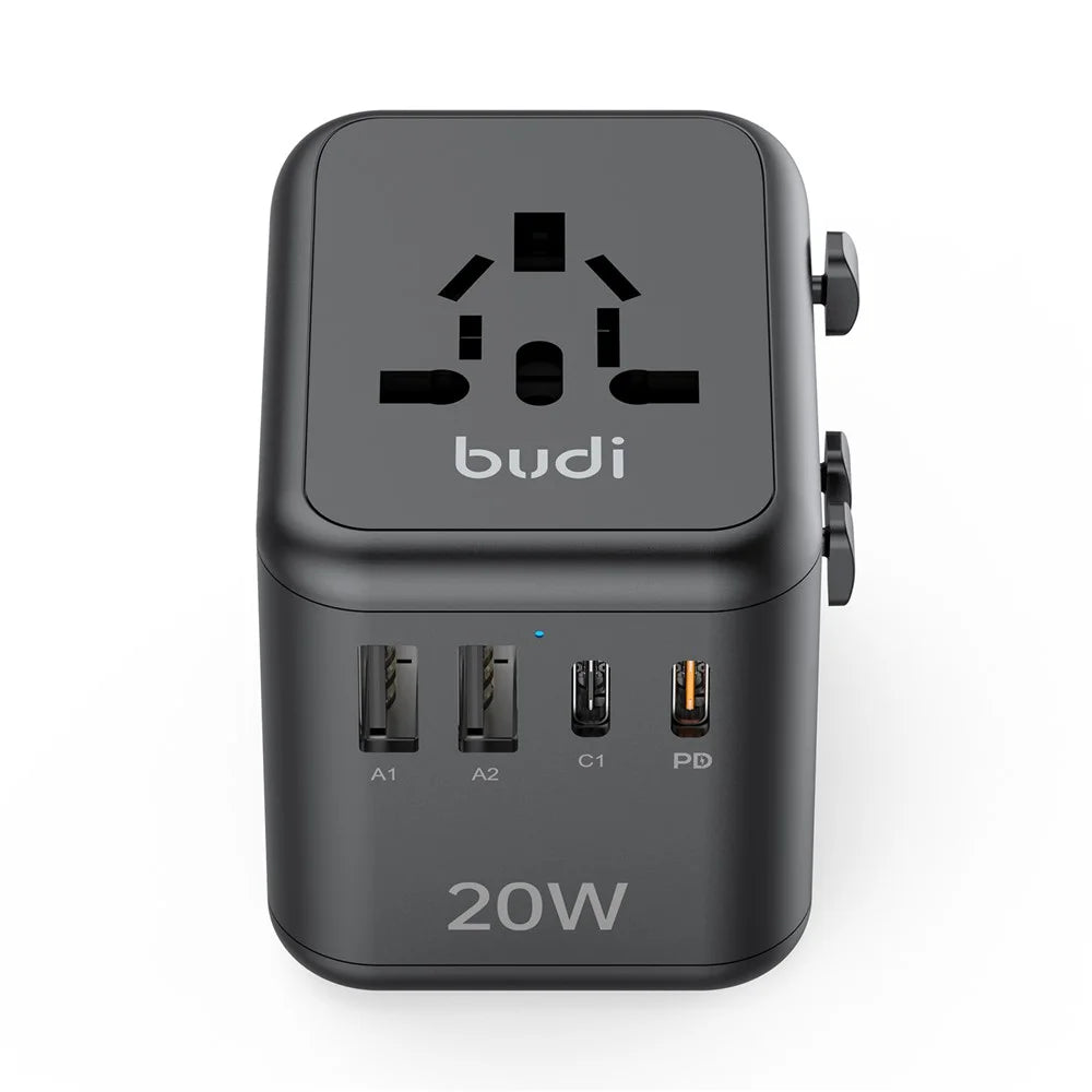 BUDI AC358B20 Global Travel Charger 20W Fast Charging Power Adapter 2 USB-C + 2 USB-A Ports - 5