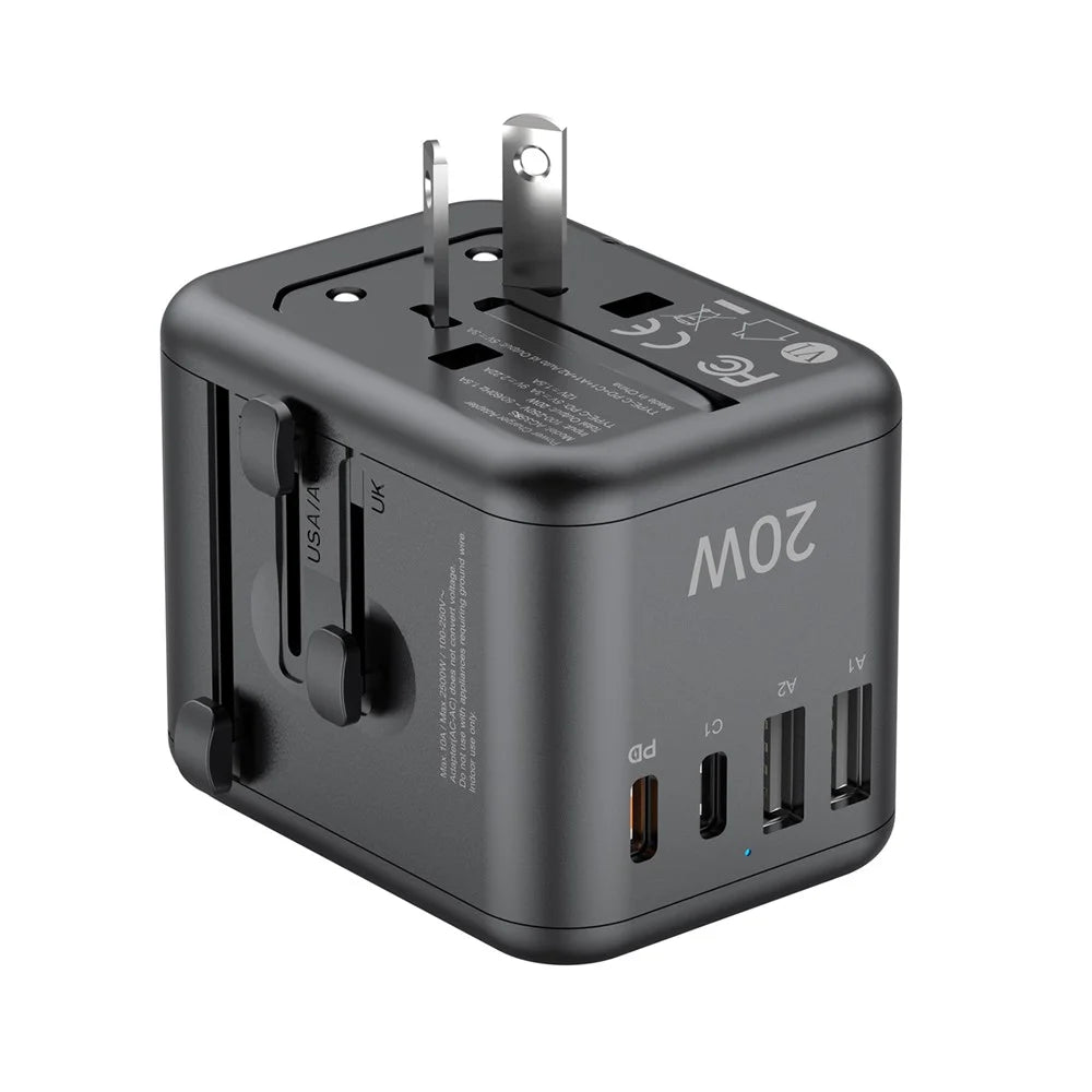 BUDI AC358B20 Global Travel Charger 20W Fast Charging Power Adapter 2 USB-C + 2 USB-A Ports - 7