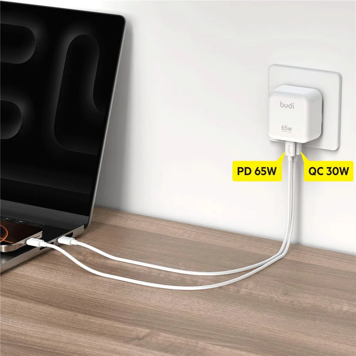 BUDI AC320EW 65W GaN Charger USB-A + USB-C Ports Fast Charging Power Adapter for Laptop / Notebook, EU Plug - 6