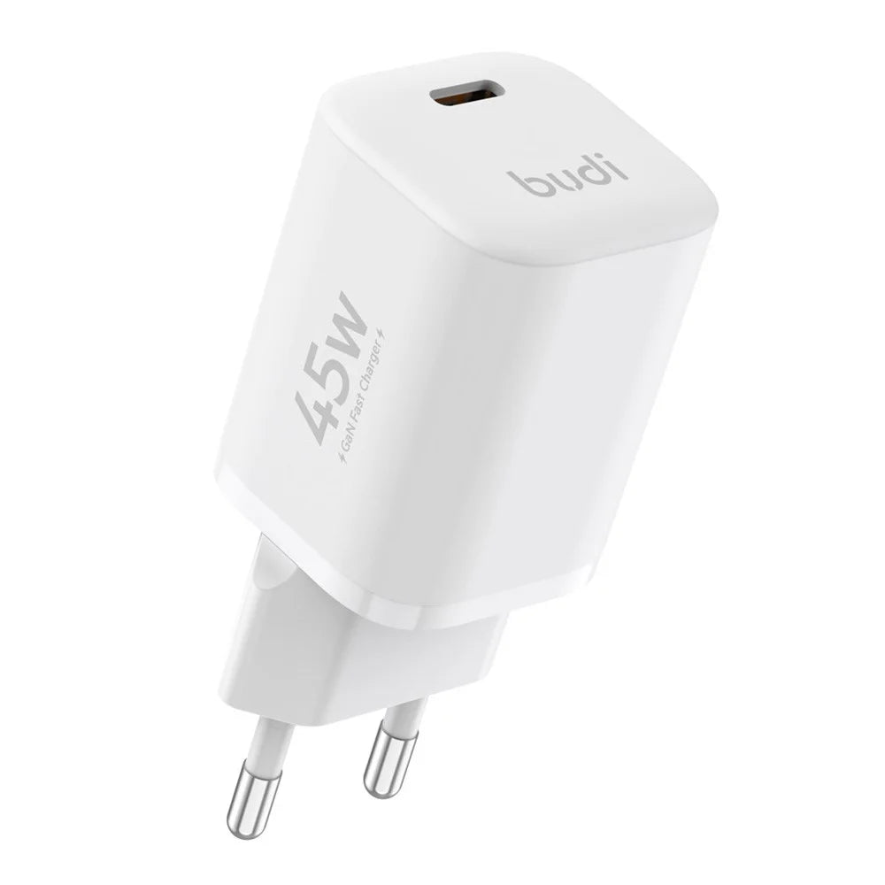 BUDI AC020EW 45W Charger Adapter Single USB-C Port GaN Fast Charging Wall Charger Compact Design, EU Plug - 1