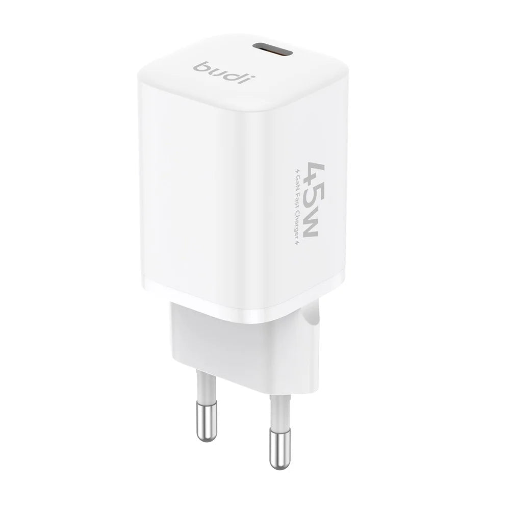 BUDI AC020EW 45W Charger Adapter Single USB-C Port GaN Fast Charging Wall Charger Compact Design, EU Plug - 2