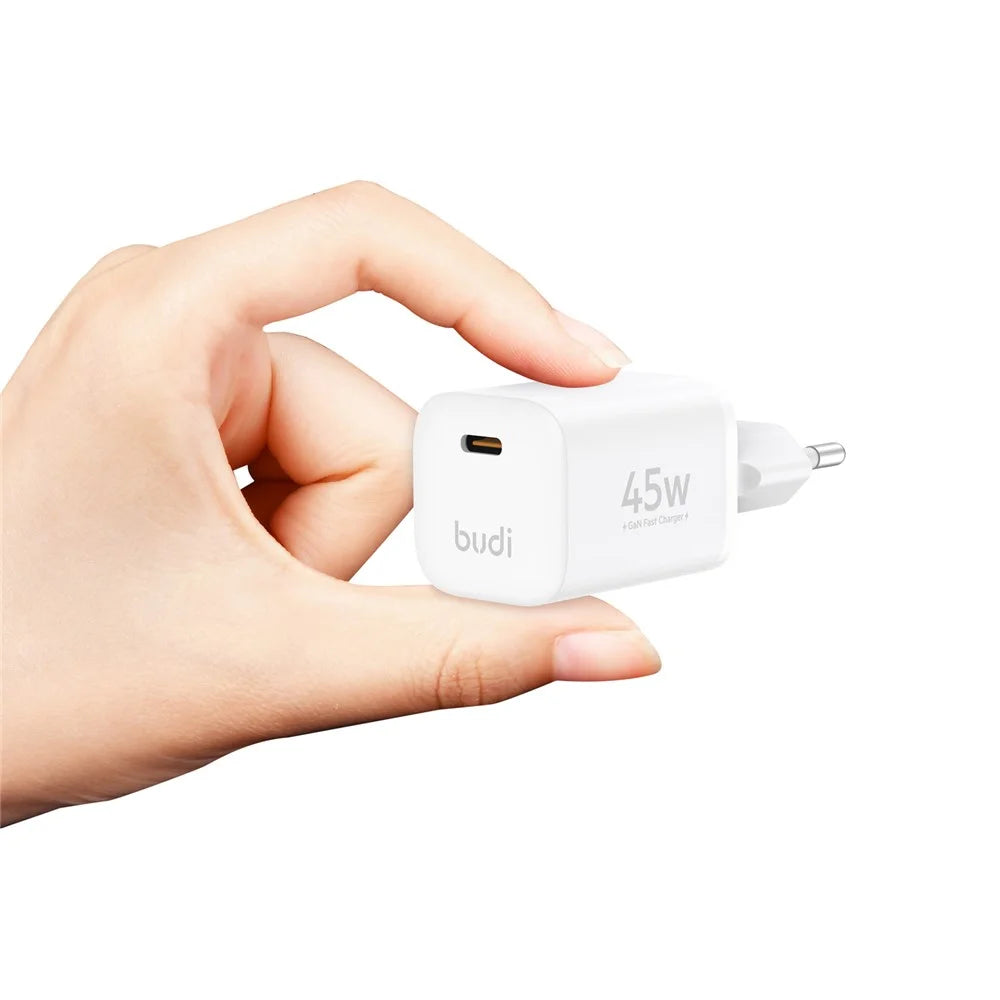 BUDI AC020EW 45W Charger Adapter Single USB-C Port GaN Fast Charging Wall Charger Compact Design, EU Plug - 5