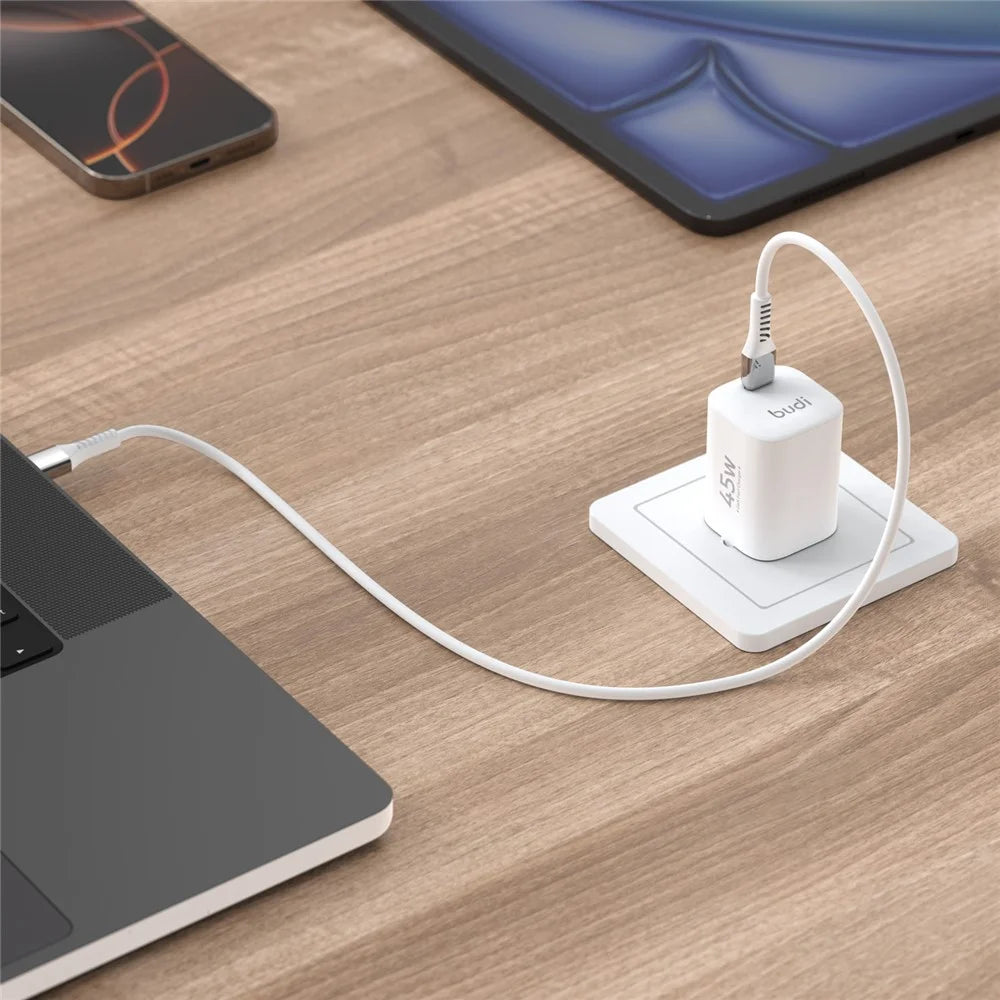 BUDI AC020EW 45W Charger Adapter Single USB-C Port GaN Fast Charging Wall Charger Compact Design, EU Plug - 6