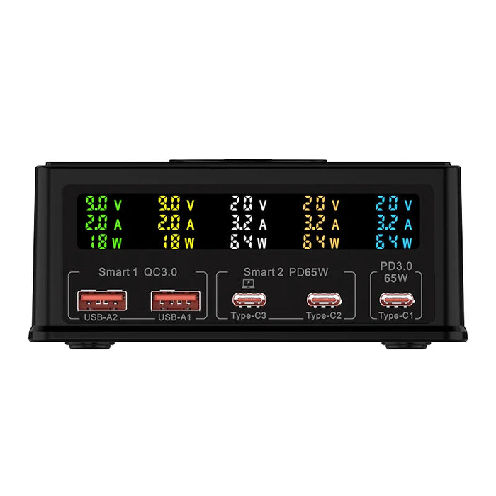 868H USB Charger Station Multi Port Desktop PD 160W Fast Charging Hub Wall Block with LCD Display - US Standard - 2
