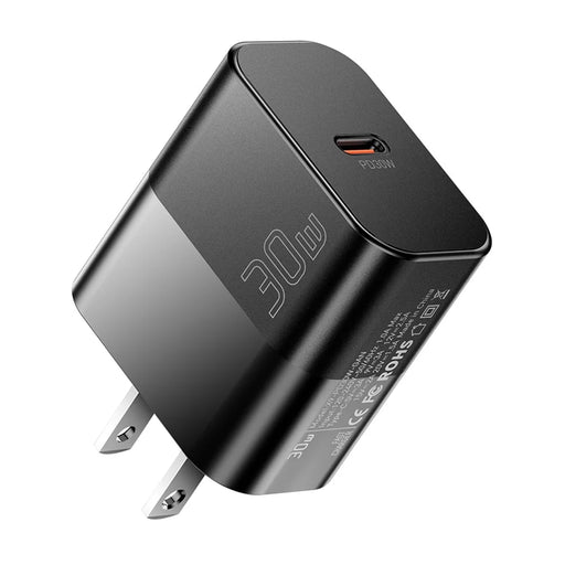 ESSAGER  ABS PD 30W Wall Charger USB-C Fast Charging Mobile Phone Adapter Safe Efficient Charger - Black  /  US Plug - 1