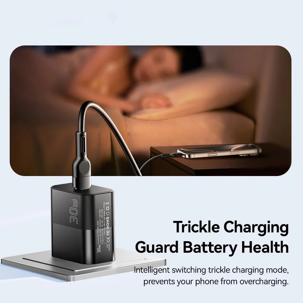 ESSAGER  ABS PD 30W Wall Charger USB-C Fast Charging Mobile Phone Adapter Safe Efficient Charger - Black  /  US Plug - 7