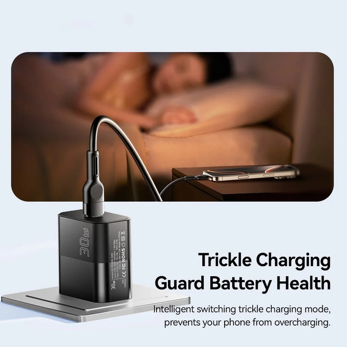 ESSAGER  ABS PD 30W Wall Charger USB-C Fast Charging Mobile Phone Adapter Safe Efficient Charger - Black  /  US Plug - 7