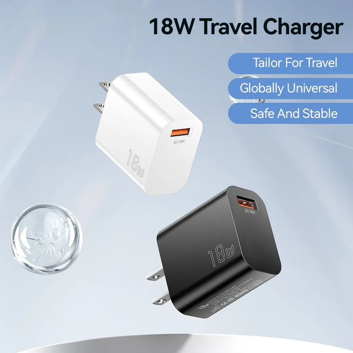 ESSAGER Max 18W Fast Charging USB Wall Charger Travel Power Adapter - Black  /  US Plug - 4