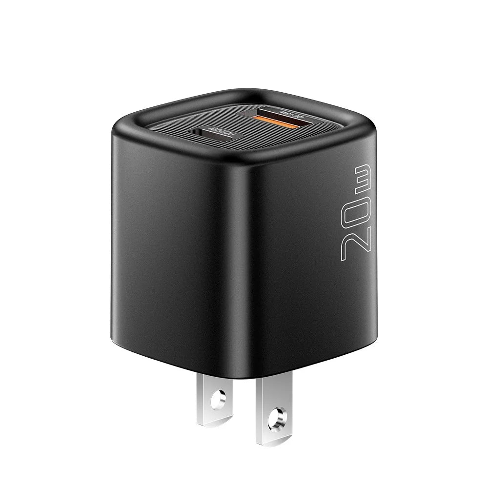 ESSAGER Max 20W Travel Charger Dual Port USB A + Type C Fast Charging Smart Temperature Control - Black  /  US Plug - 4