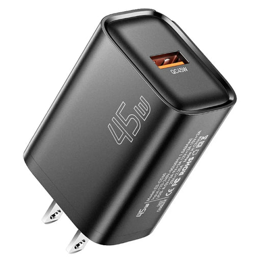ESSAGER Max 45W USB-A Fast Charger Smart Temperature Control Power Wall Charger Adapter Portable - Black  /  US Plug - 1