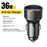 ESSAGER PD 36W Aluminum Alloy Fast Charging Car Charger Dual QC3.0 Digital Display Power Adapter - Grey - 2