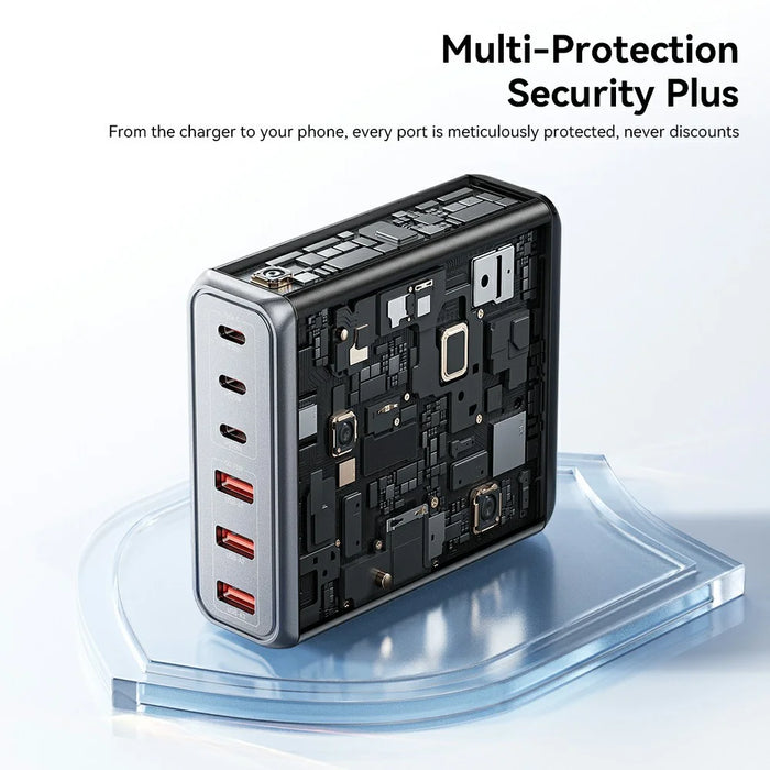ESSAGER 85W GaN Desktop Charger 3 Type-C + 3 USB-A Multi Device Fast Charging Power Adapter - Black  /  US Plug - 7
