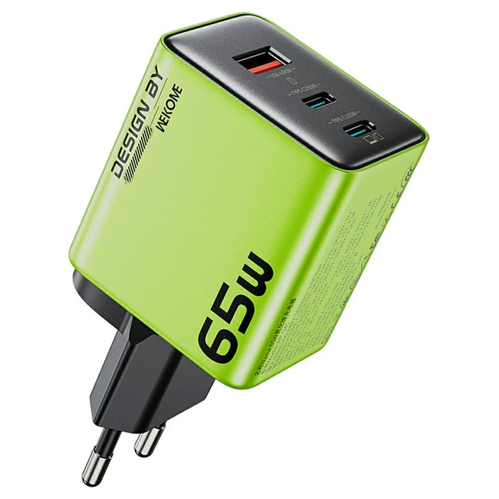 WEKOME WP-U45 65W GaN Charger Fast Charging Power Adapter with Multiple Ports - Green  /  EU Plug - 1
