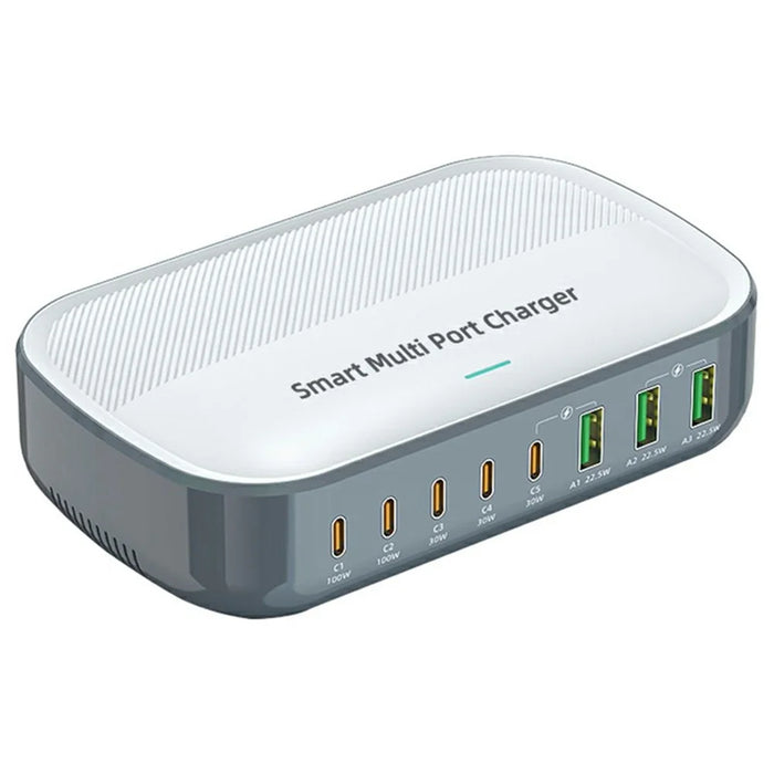 WLX-F8C 200W Desktop Charging Station 8-Port GaN USB-C PD 100W Charger Adapter for Laptops / Tablets / Phones Fast Charging Hub - US Plug - 2