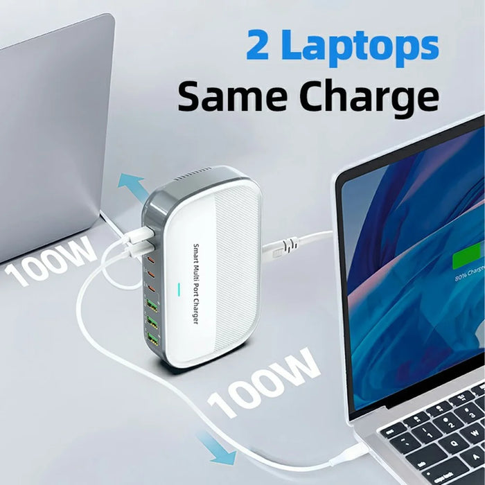WLX-F8C 200W Desktop Charging Station 8-Port GaN USB-C PD 100W Charger Adapter for Laptops / Tablets / Phones Fast Charging Hub - US Plug - 4