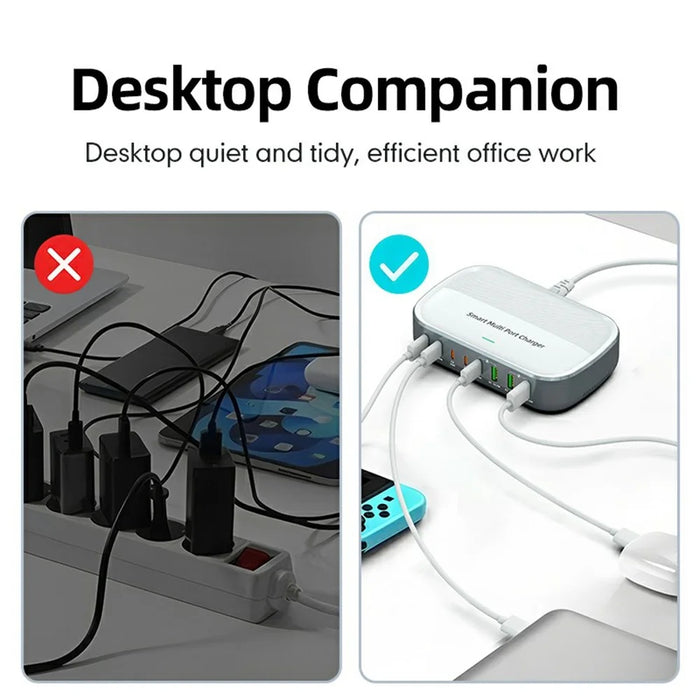 WLX-F8C 200W Desktop Charging Station 8-Port GaN USB-C PD 100W Charger Adapter for Laptops / Tablets / Phones Fast Charging Hub - US Plug - 7