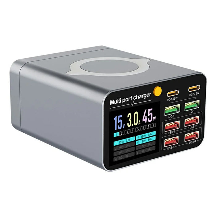 WLX-M2 80W Desktop Charger Adapter 8 Port GaN USB C PD 45W Charging Station Support Wireless Charging - US Plug - 2