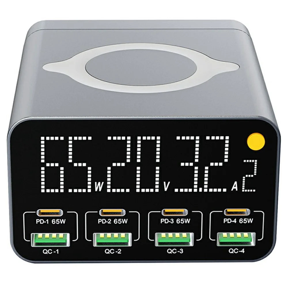 WLX-M3 9 in 1 80W GaN Charging Station PD QC Fast Charger Desktop Hub with Wireless Charger - US Plug - 1
