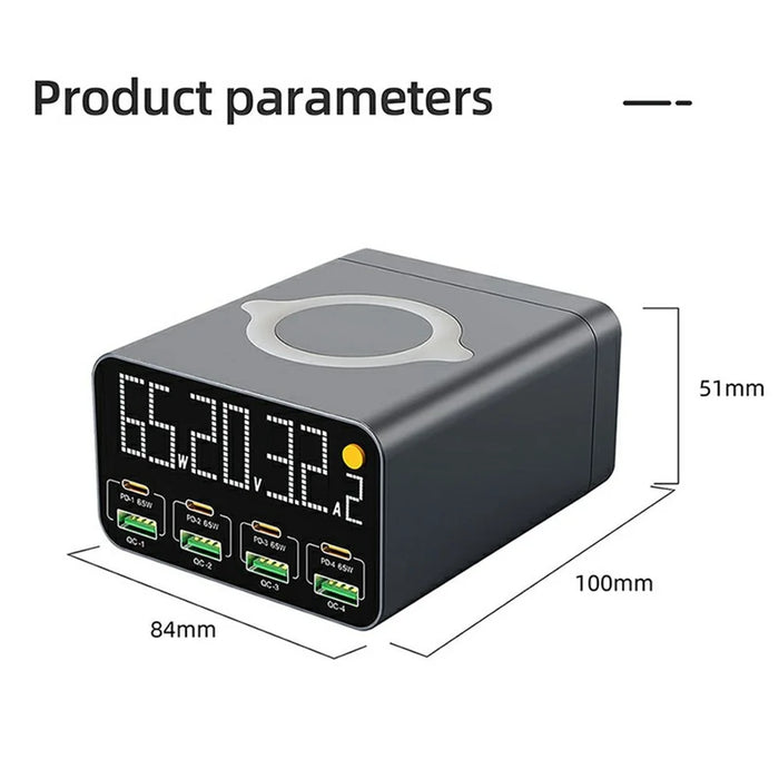 WLX-M3 9 in 1 80W GaN Charging Station PD QC Fast Charger Desktop Hub with Wireless Charger - US Plug - 7