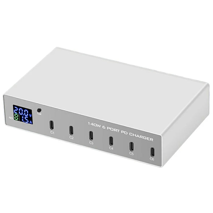 WLX-X6P 140W Desktop Charging Station 6 Ports GaN USB C PD 30W Fast Charger for Laptop / Smartphone / Tablet - US Plug - 1