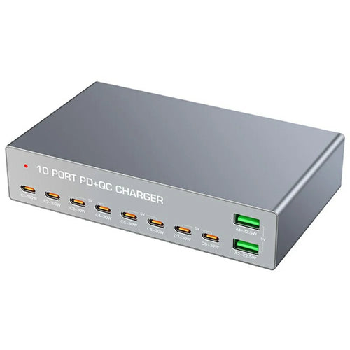 WLX-X6Y 140W Desktop Charging Station USB C + USB A 10 Ports PD 100W GaN Fast Charger Hub - US Plug - 1