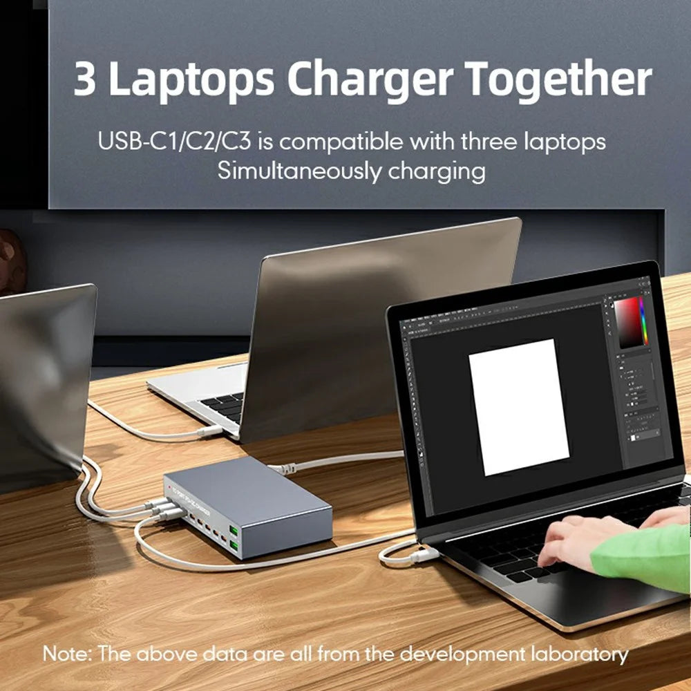 WLX-X6Y 140W Desktop Charging Station USB C + USB A 10 Ports PD 100W GaN Fast Charger Hub - US Plug - 4