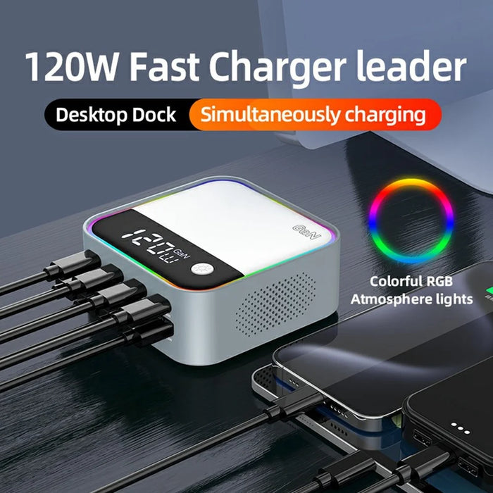 WLX-M8 120W Desktop Charging Station 8 Ports GaN USB C PD 100W Fast Charger Adapter - US Plug - 3