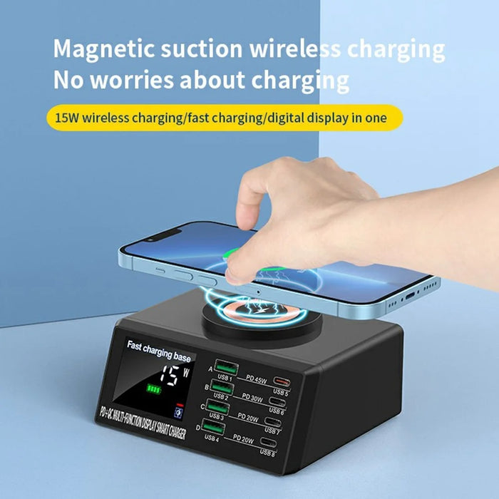 WLX-X9M 9 in 1 110W Desktop Charging Station 45W PD QC USB Type C Smart Power Adapter with Wireless Charger - US Plug - 2
