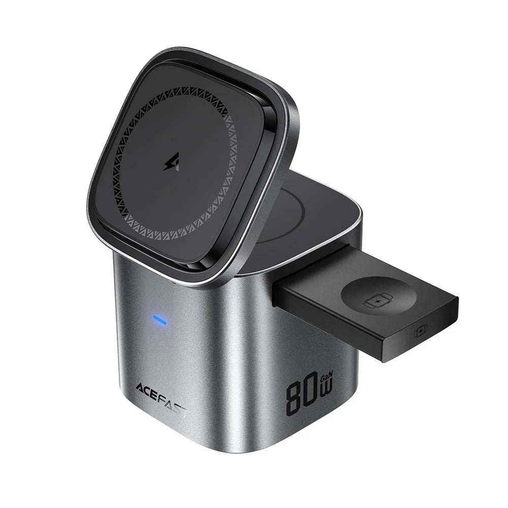 ACEFAST Z9 80W 6-in-1 GaN Desktop Charging Station Multi-Function Fast Charger Adapter Built-In USB-C Cable, EU Plug - 1