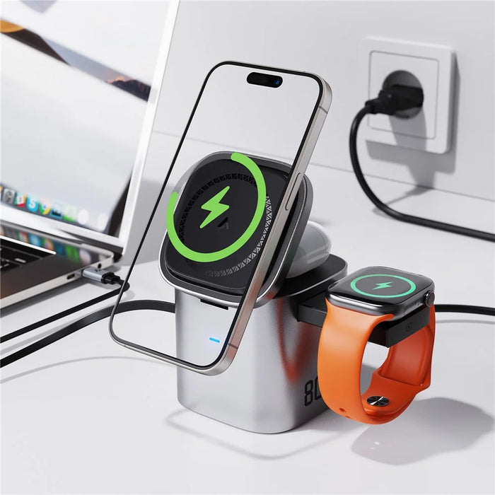 ACEFAST Z9 80W 6-in-1 GaN Desktop Charging Station Multi-Function Fast Charger Adapter Built-In USB-C Cable, EU Plug - 6