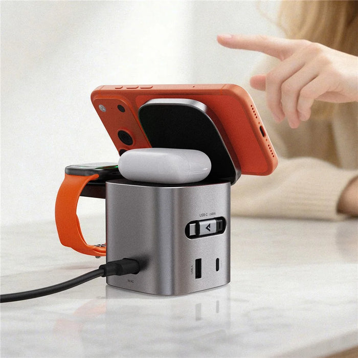 ACEFAST Z9 80W 6-in-1 GaN Desktop Charging Station Multi-Function Fast Charger Adapter Built-In USB-C Cable, EU Plug - 7