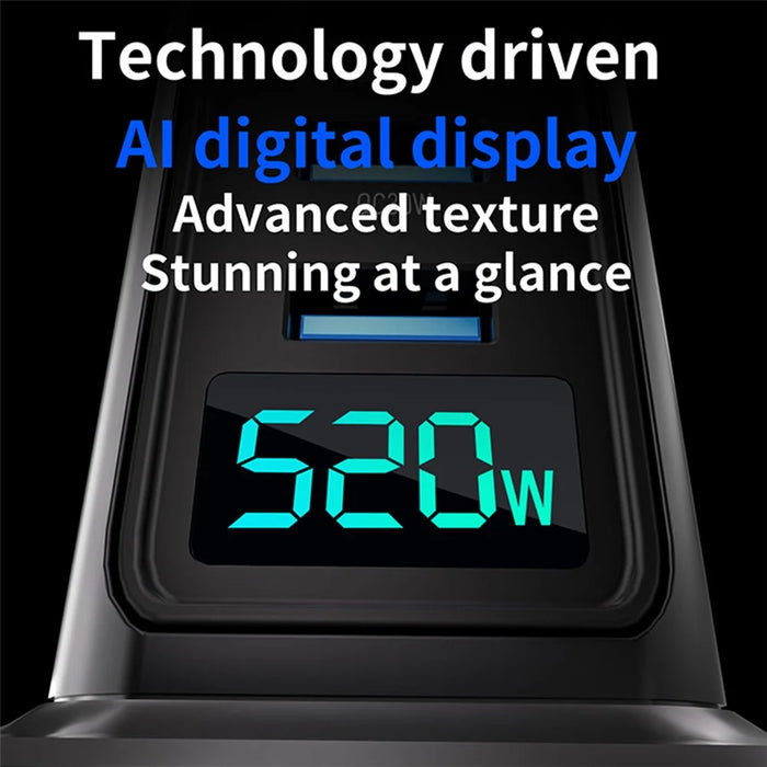 520W GaN Charger Type-C + USB-A 8 Ports Digital Display Desktop Fast Charging Station for Laptop Phone - Gunmetal  /  EU Plug - 2