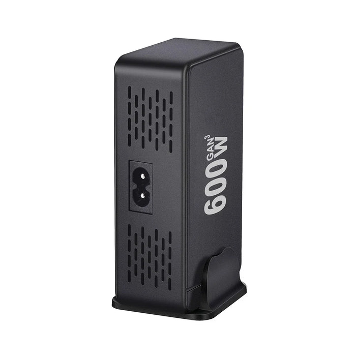 600W GaN Desktop Charger Type-C + USB-A 8-Port Fast Charging Station for Laptops Tablets Smartphones - Black  /  EU Plug - 4